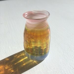 Hand Blown Glass Cup Tumbler Mini Vase Glass Art Hand Made Pink Gold Blue
